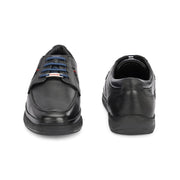 West Port Men Premium Leather Black Lace Up Shoes (Boat-61-Black)