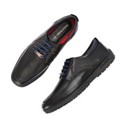 West Port Men Premium Leather Black Lace Up Shoes (Boat-61-Black)