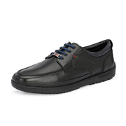 West Port Men Premium Leather Black Lace Up Shoes (Boat-61-Black)