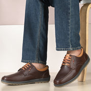 West Port Men Premium Leather Brown Lace Up Shoes (Boat-61-Brown)