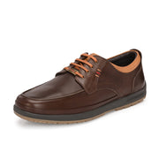 West Port Men Premium Leather Brown Lace Up Shoes (Boat-61-Brown)
