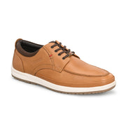 West Port Men Premium Leather Tan Lace Up Shoes (Boat-61-Tan)