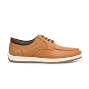 West Port Men Premium Leather Tan Lace Up Shoes (Boat-61-Tan)
