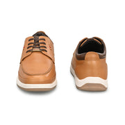 West Port Men Premium Leather Tan Lace Up Shoes (Boat-61-Tan)