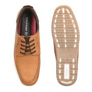 West Port Men Premium Leather Tan Lace Up Shoes (Boat-61-Tan)