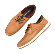 West Port Men Premium Leather Tan Lace Up Shoes (Boat-61-Tan)