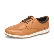 West Port Men Premium Leather Tan Lace Up Shoes (Boat-61-Tan)