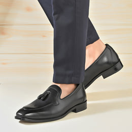 West Port Men Leather Tassel Loafers (Champion-10-Black)