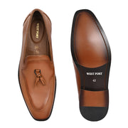 West Port Men Leather Tassel Loafers (Champion-10-Tan)