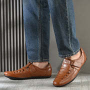 Men Premium Leather Tan Sandal (CityWalker-23-Tan)