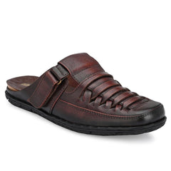 Men Premium Leather Cherry Back Open Mule (Rome-31)