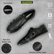 Valentino Men's Genuine Leather Black Sandals with Cushioned Footbed and Durable Rubber Sole (CityWalker-13-Black))