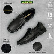 Men Premium Leather Black Slip-On Formal Shoes | Available in sizes 5 UK to 12 UK (Comforter-02-Black)