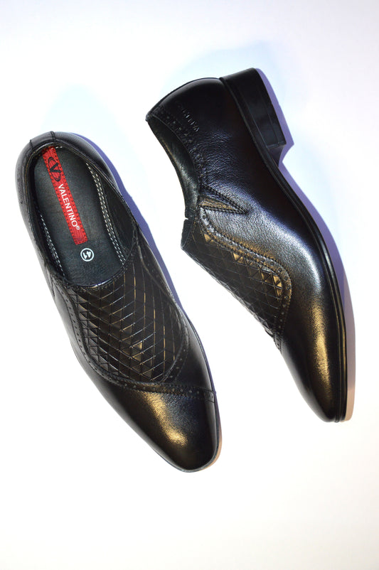 Men Premium Leather Black Slip-On Formal Shoes (V-Paris-05)