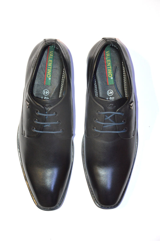 Men Premium Leather Black Lace-Up Formal Derby Shoes (Giness-52)