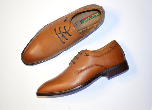 Men Premium Leather Tan Lace-Up Formal Derby Shoes (Giness-52)