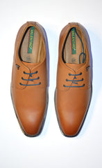 Men Premium Leather Tan Lace-Up Formal Derby Shoes (Giness-52)