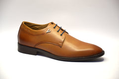 Men Premium Leather Tan Lace-Up Formal Derby Shoes (Giness-52)