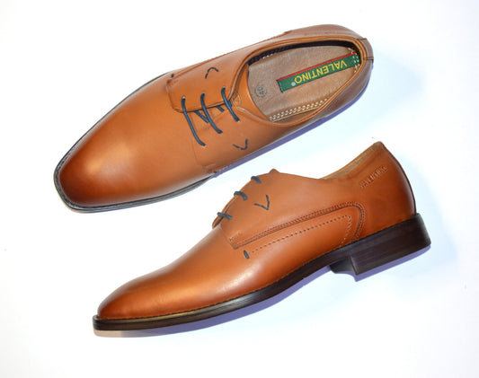 Men Premium Leather Tan Lace-Up Formal Derby Shoes (Giness-55)