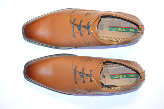 Men Premium Leather Tan Lace-Up Formal Derby Shoes (Giness-55)