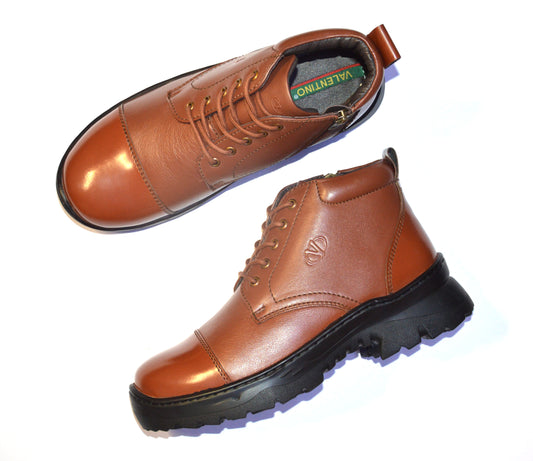 Men Premium Leather Tan Lace-Up Boots (Scout-75)