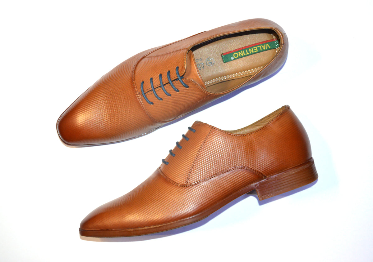 Men Premium Leather Cognac Lace-Up Formal Derby Shoes (Punj-52)