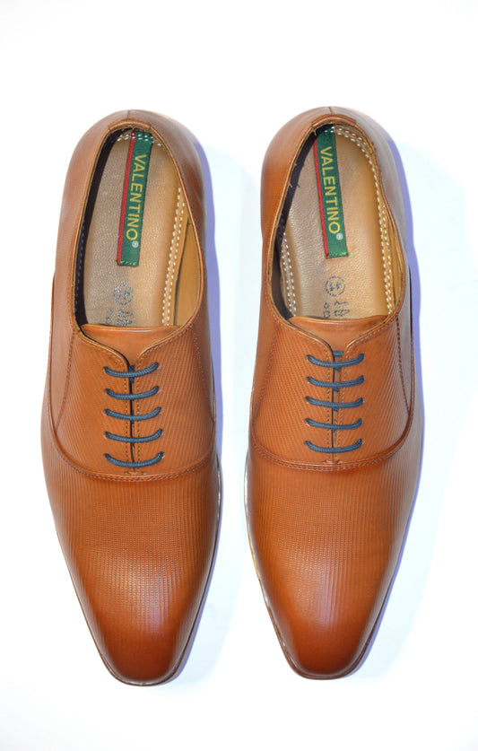 Men Premium Leather Cognac Lace-Up Formal Derby Shoes (Punj-52)