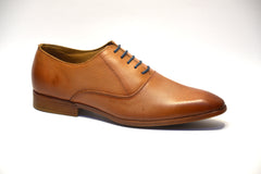 Men Premium Leather Cognac Lace-Up Formal Derby Shoes (Punj-52)