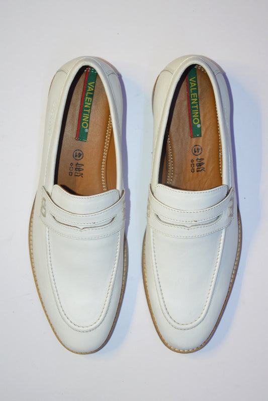 Men Premium Leather White Slip-On Formal Shoes (Fact-01)