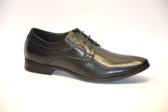 Men Premium Leather Black Lace-Up Formal Derby Shoes (Ramky-73A)