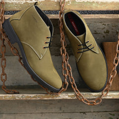 Men Premium Leather Olive Chukka Boot (World-83)