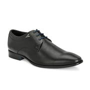Men Premium Leather Black Lace-Up Formal Derby Shoes (Attitude-51-Black)