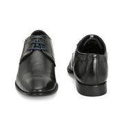 Men Premium Leather Black Lace-Up Formal Derby Shoes (Attitude-51-Black)