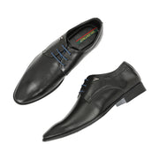 Men Premium Leather Black Lace-Up Formal Derby Shoes (Attitude-51-Black)
