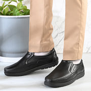 Men Premium Leather Black Formal Slip-On Shoes (Boat-22-Black)