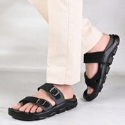 West Port Men Faux Leather Casual Sandals (M-MT-15-BLACK-GREY)