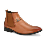 Men Premium Leather Teak Formal Ankle Chelsea Boot (Amazona-95-Teak)