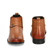 Men Premium Leather Teak Formal Ankle Chelsea Boot (Amazona-95-Teak)