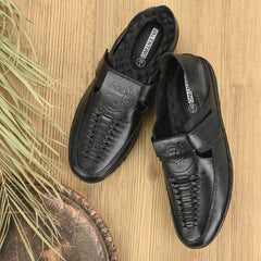 Men Premium Leather Black Slip-On Formal Shoes (Rome-35)