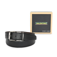 Valentino Men's Genuine Leather Reversible Belt – Black and Tan with Premium Buckle (M-BT-MM-114)