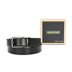 Valentino Men's Genuine Leather Reversible Belt – Black and Tan with Premium Buckle (M-BT-MM-115)