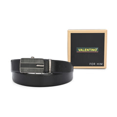 Valentino Men's Genuine Leather Auto Lock No-Hole Reversible Belt – Black and Tan with Ratchet Buckle (M-BT-MM-118)