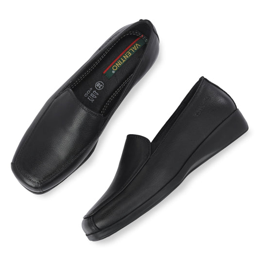 Women Premium Leather Slip On Formal Shoes (W-MICHELLE-10-BLACK)