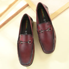 Men Premium Leather Bordo Slip on Loafer (Globus-13)