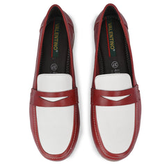 Women Premium Leather Slip On Formal Shoes (W-URSULA-15 RED/WHITE)