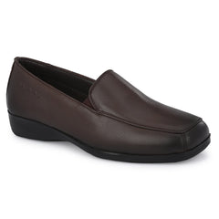 Women Premium Leather Slip On Formal Shoes (W-MICHELLE-10-BROWN)