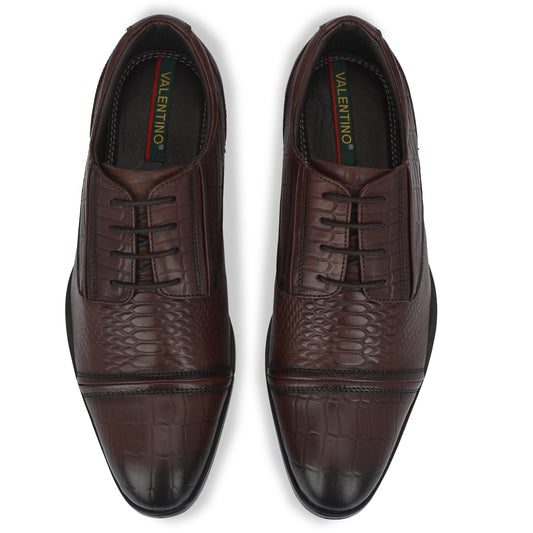 Men Premium Leather Brown Lace-Up Formal Derby Shoes (Origo-60)