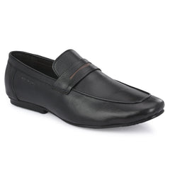 Men Premium Leather Slip On Shoes (Roming-01B-Black)