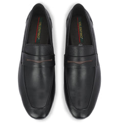 Men Premium Leather Slip On Shoes (Roming-01B-Black)