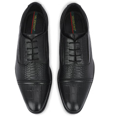 Men Premium Leather Black Lace-Up Formal Derby Shoes (Origo-60)